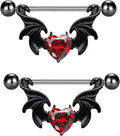 14G 316L Surgial Steel Halloween Devil Heart Nipple Rings Bat Dragon Wings Nipple Piercing Jewelry