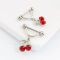 1.6mm 14G Cherry Dangle Stainless Steel Red Crystal Sweet Fruit Bar Nipplerings