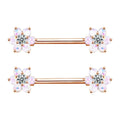 14G Opal Flower CZ Nipple Barbell Nipple Ring Piercing Jewelry for Women