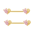 14G Pink CZ Heart Hypoallergenic Surgical Steel Nipple rings Shield Studs Dainty