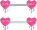 14G Pink Heart Letter Nipple Rings 316L Surgical Steel Nipple Barbell Yes Daddy Naughty Words Nipplerings Nipple Piercing Jewelry for Women