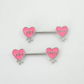 14G Pink Heart Letter Nipple Rings 316L Surgical Steel Nipple Barbell Yes Daddy Naughty Words Nipplerings Nipple Piercing Jewelry for Women