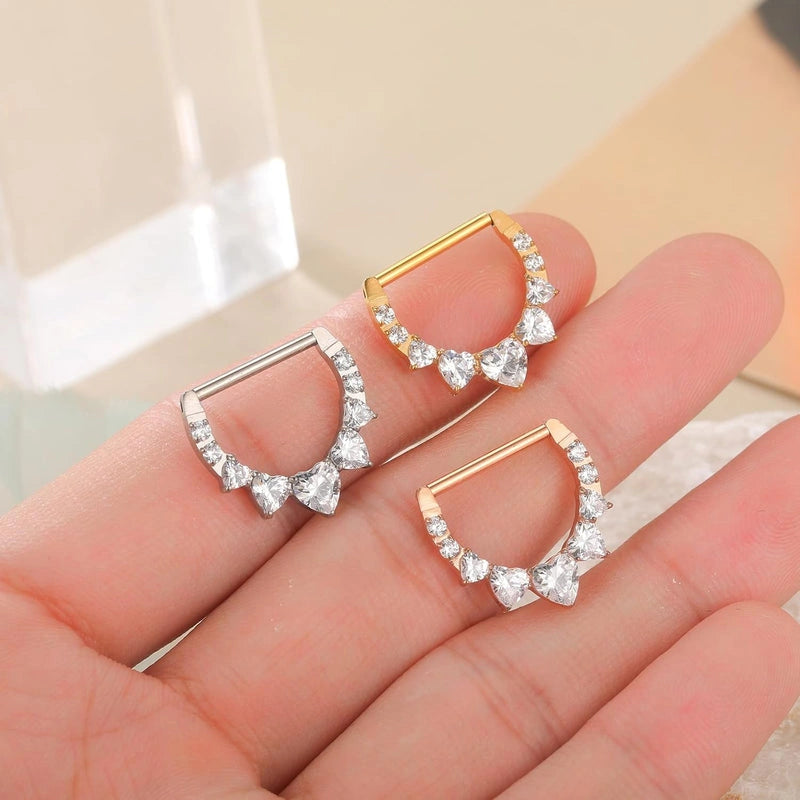 14G Titanium Hinged Segment Clicker D-Shaped Nipple Rings