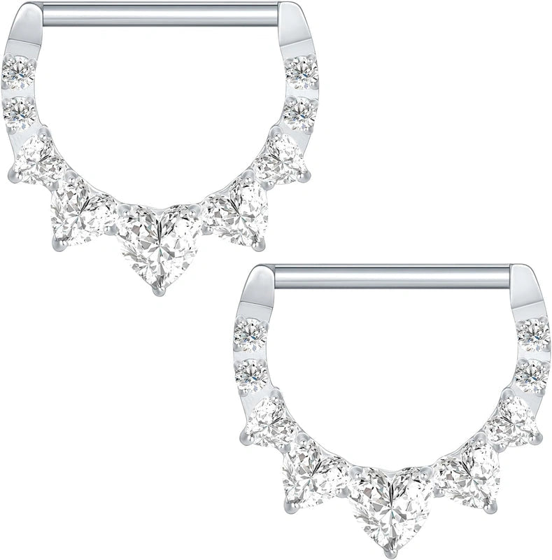 14G Titanium Hinged Segment Clicker D-Shaped Nipple Rings
