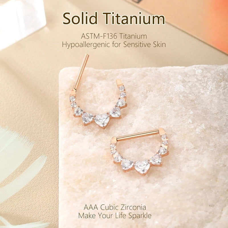 14G Titanium Hinged Segment Clicker D-Shaped Nipple Rings