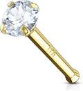 14k Gold Nose Ring 2mm CZ Simulated Diamond Non-Irritating Skin Safe Real Gold