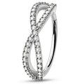 18G 6mm 316L Surgical Steel CZ Clicker Nose Ring Hoop Double Crossover