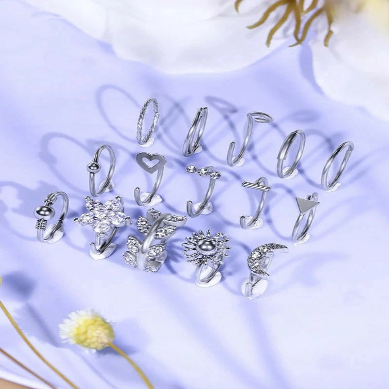 Bonus Surprise Bundle 42pcs 20G 18G 16G 316L Surgical Steel Nose Studs L-Shaped Screw Nose Rings