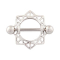 1 Pair of Surgical Steel Tribal Sun Nipple Ring Shields
