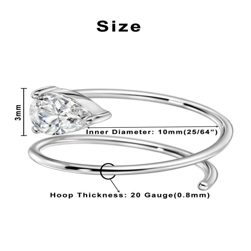 20G 10mm Double Spiral Twist Nose Ring Hoop 316L Surgical Steel Silver Nose Jewelry