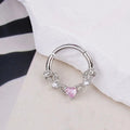 20G 316L Surgical Steel Rainbow CZ Nose Hoop Heart Butterfly Flower Cross