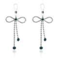 2 Pcs Bow Faux Nipple Rings for Women, Non-Piercing Dangle Nipple Ring