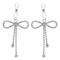 2Pcs Rhinestone Bowknot Fake Nipple Rings