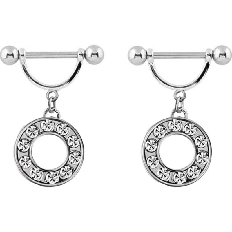 2Pcs 14GA Stainless Steel Nipple Rings Name Initial Letter Nipple Barbell Alphabet Hypoallergenic