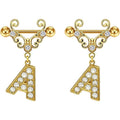 14G Gold Initial Dangle Nipple Rings – 316L Stainless Steel CZ Nipple Jewelry, Pair