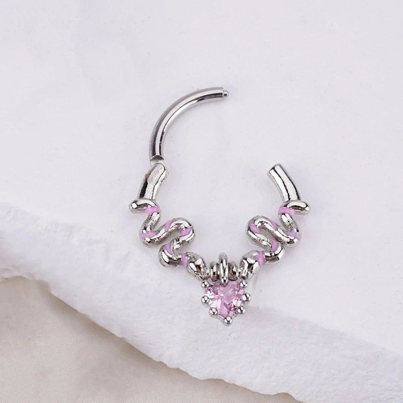 316L Surgical Steel Septum Ring Clicker Nose Hoop Hypoallergenic Hinged Body Jewelry