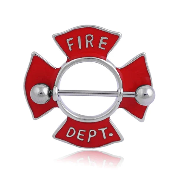 Nipple Ring Bars Fire Department Body Jewelry Sold as Pair 14 Gauge