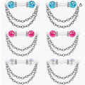 6-Piece Jelly Cat's Eye Fake Nipple Rings Set | Chain Non-Piercing Nipple Clips Sexy Nipple Jewelry