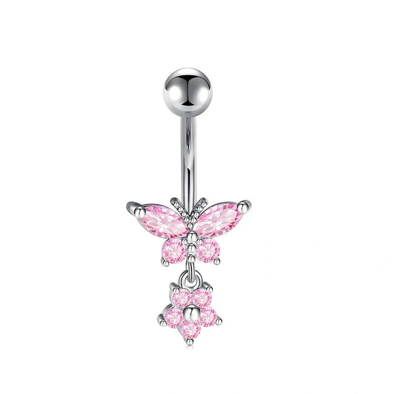 Butterfly Zircon Belly Navel Surgical Steel 11mm Length Piercing Jewelry