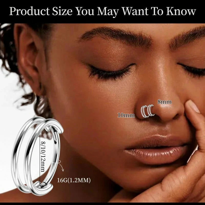 14K Gold 20G Lab-Grown Diamond Flower Nose Ring Open Hoop Piercing Jewelry