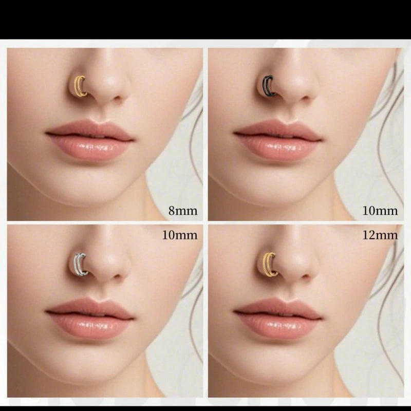 14K Gold 20G Lab-Grown Diamond Flower Nose Ring Open Hoop Piercing Jewelry