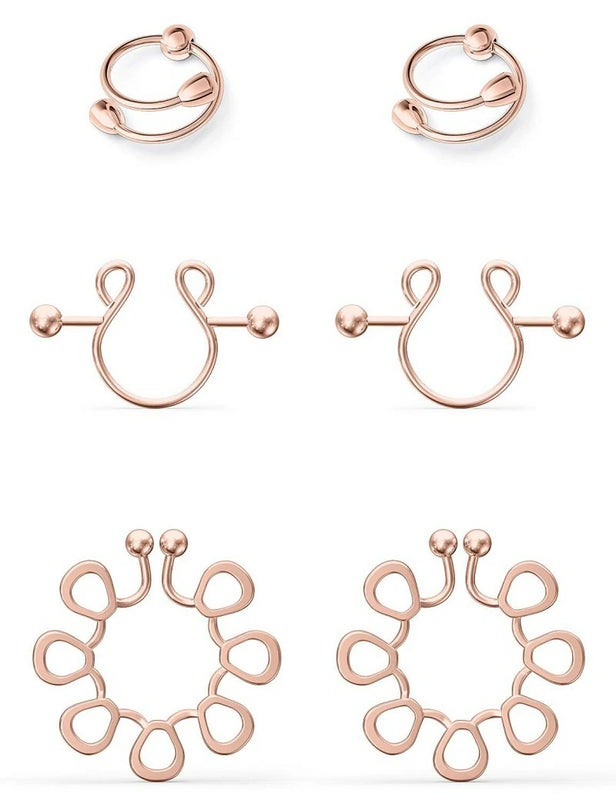 Fake Nipplerings Piercings Adjustable Clip On Nipple Rings Stainless Steel Non-Piercing Nipple Jewelry