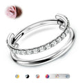 16G G23 Titanium Double Triple Stacked Hoop CZ Clicker Cartilage Conch Septum Ring