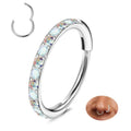 G23 Titanium Opal CZ Nose Ring Hoop 20G Hinged Clicker Septum Jewelry