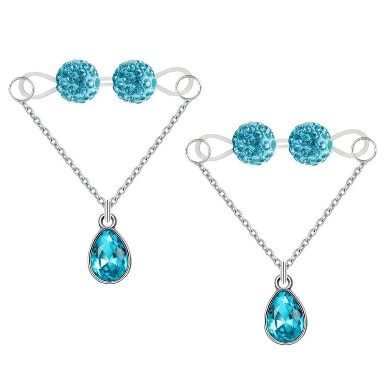 Non-Piercing Nipple Barbells Faux Nipple Rings Adjustable Crystal