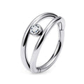 ASTM F136 Titanium CZ Clicker Septum Ring 16G 18G 20G Double Stack Nose Hoop
