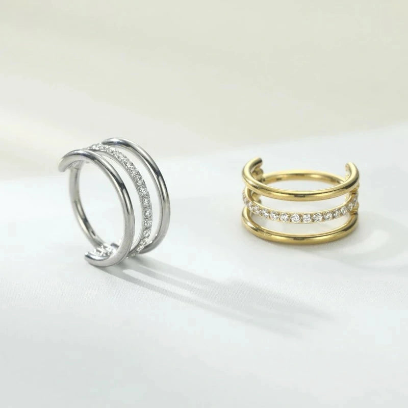 Triple Stacked 16G 8mm Conch Helix Hoop 316L Surgical Steel Hinged Clicker