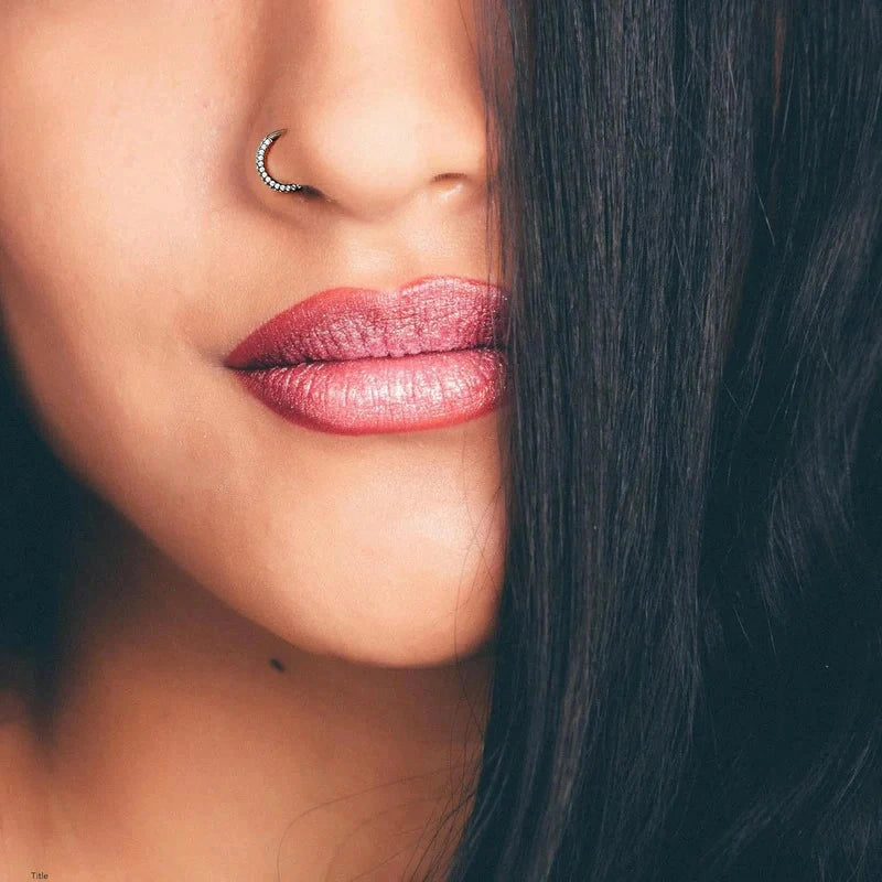 Triple-Sided Micro CZ Gem Nose Hoop Ring – Implant Grade Titanium Hinged Nose Ring