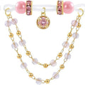 Adjustable Fake Nipple Clips with Crystal Chain & Round Beads | Silicone Rubber Band Non-Piercing DIY Body Jewelry