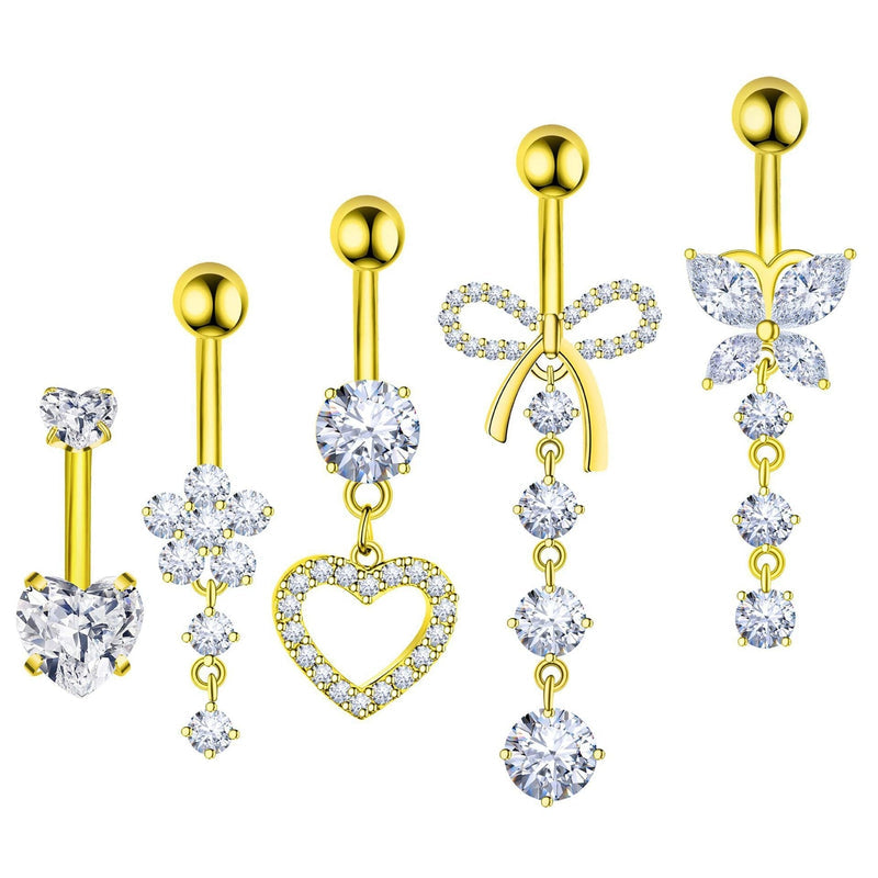 Belly Button Ring Dangle Stainless Steel Belly Rings 14G Belly Button Piercing Cute Navel Ring Belly Piercing Jewelry