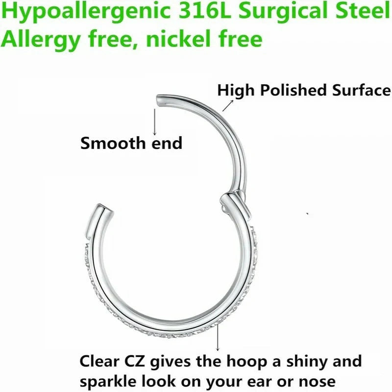 316L Surgical Steel Threadless Cartilage Earrings for Conch, Daith, Helix, Rook & Tragus