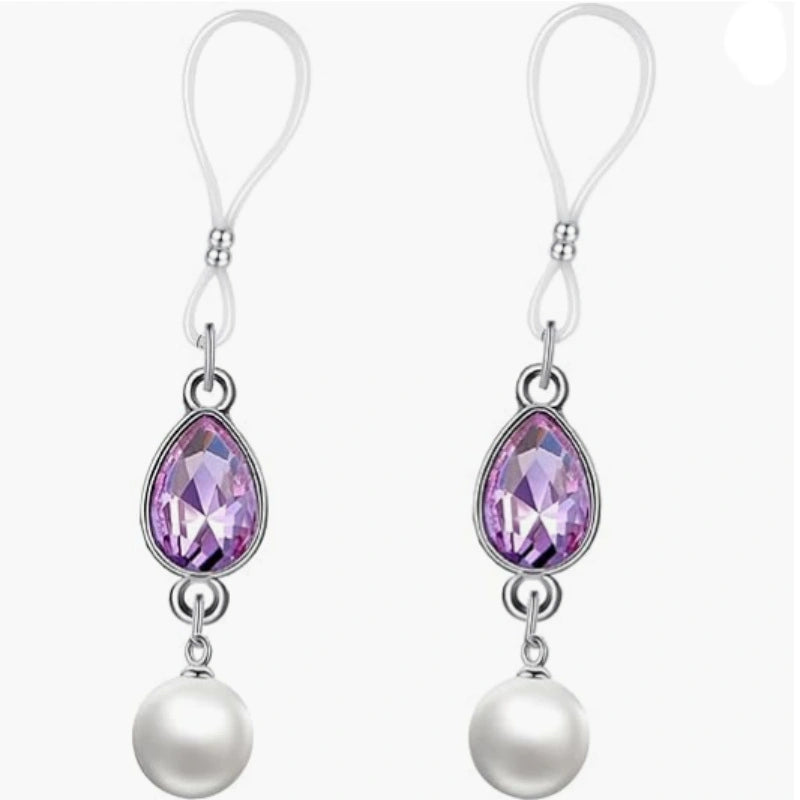 Purple Zircon Teardrop Nipple Rings – Dangle Nipple Ring Body Jewelry for Women