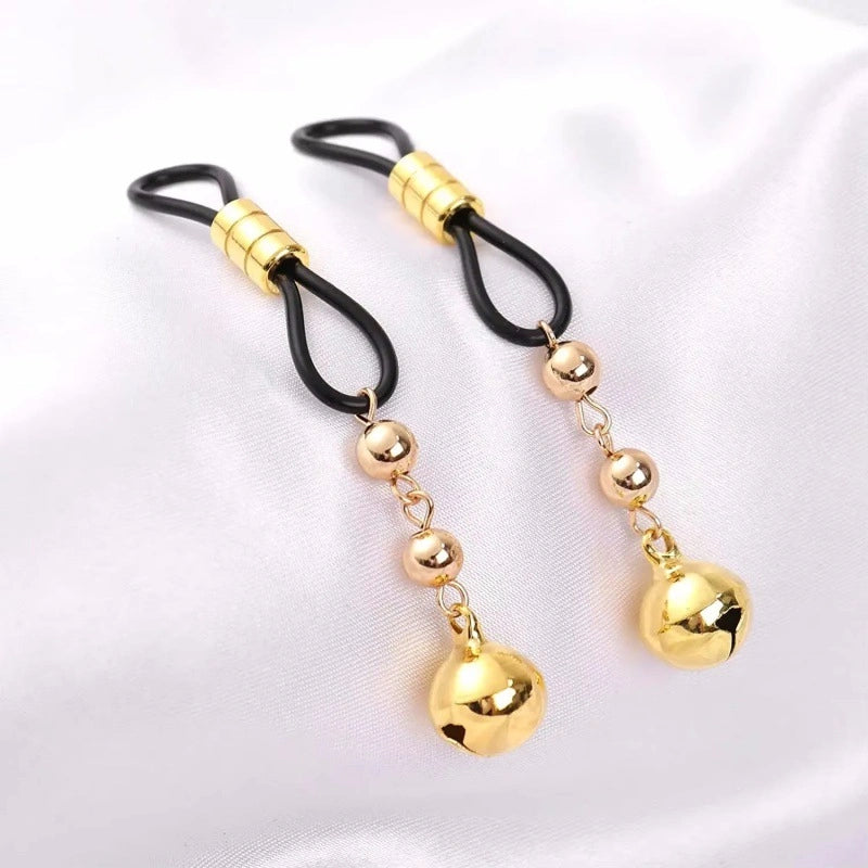 New Fake Nipple Rings with Bell | Stainless Steel Dangle Non-Piercing Chest Clip | DIY Body Jewelry