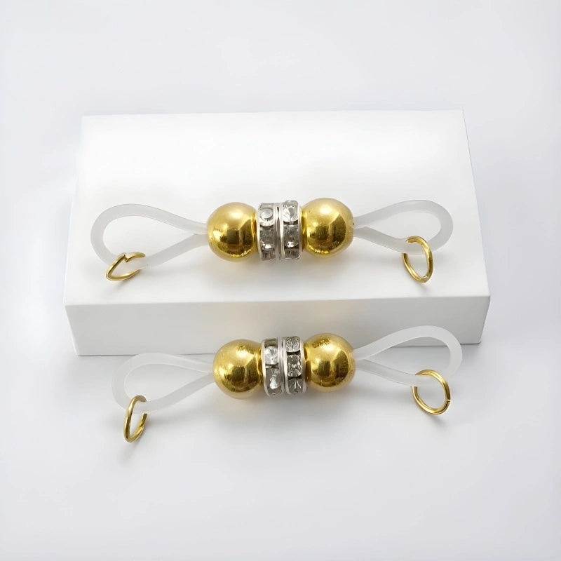 Adjustable Acrylic Round Ball Fake Nipple Clips | Silicone Rubber Band DIY Teasing Nipple Rings