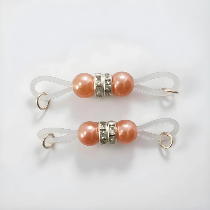 Adjustable Acrylic Round Ball Fake Nipple Clips | Silicone Rubber Band DIY Teasing Nipple Rings