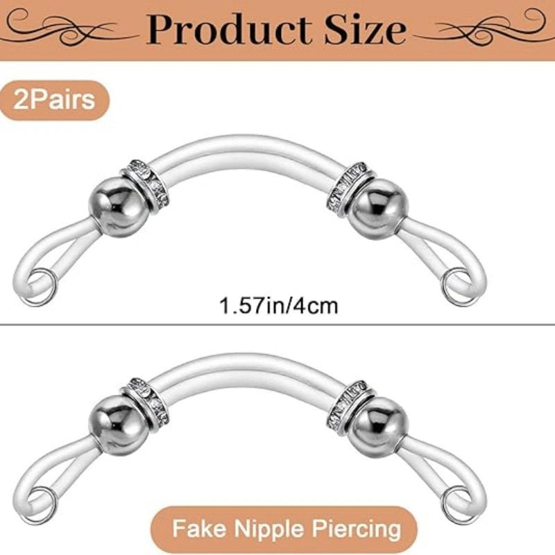 Adjustable Acrylic Round Ball Fake Nipple Clips | Silicone Rubber Band DIY Teasing Nipple Rings