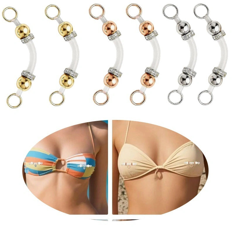 Adjustable Acrylic Round Ball Fake Nipple Clips | Silicone Rubber Band DIY Teasing Nipple Rings
