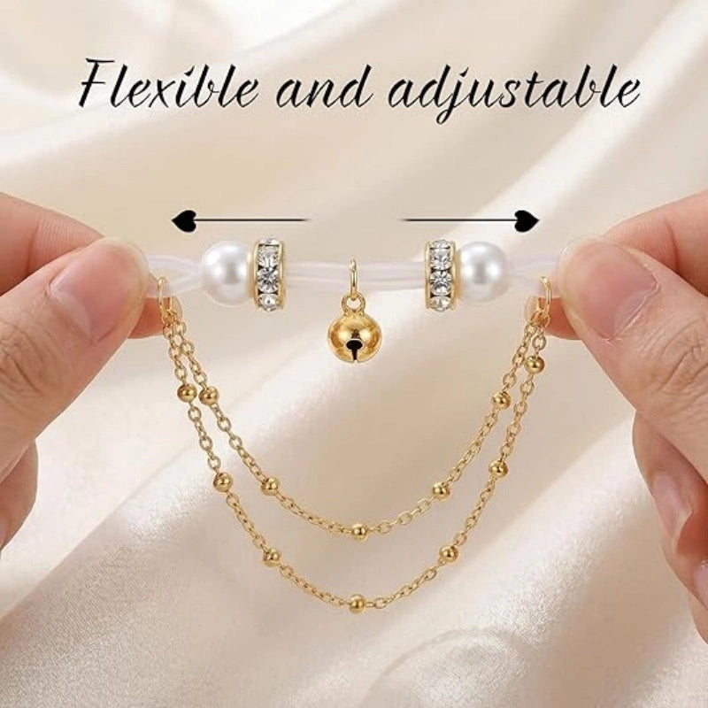 Adjustable Bead Chain Fake Nipple Clips with Bell | Silicone Non-Piercing DIY Body Jewelry for Couples