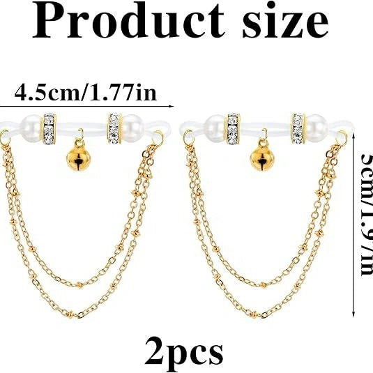 Adjustable Bead Chain Fake Nipple Clips with Bell | Silicone Non-Piercing DIY Body Jewelry for Couples