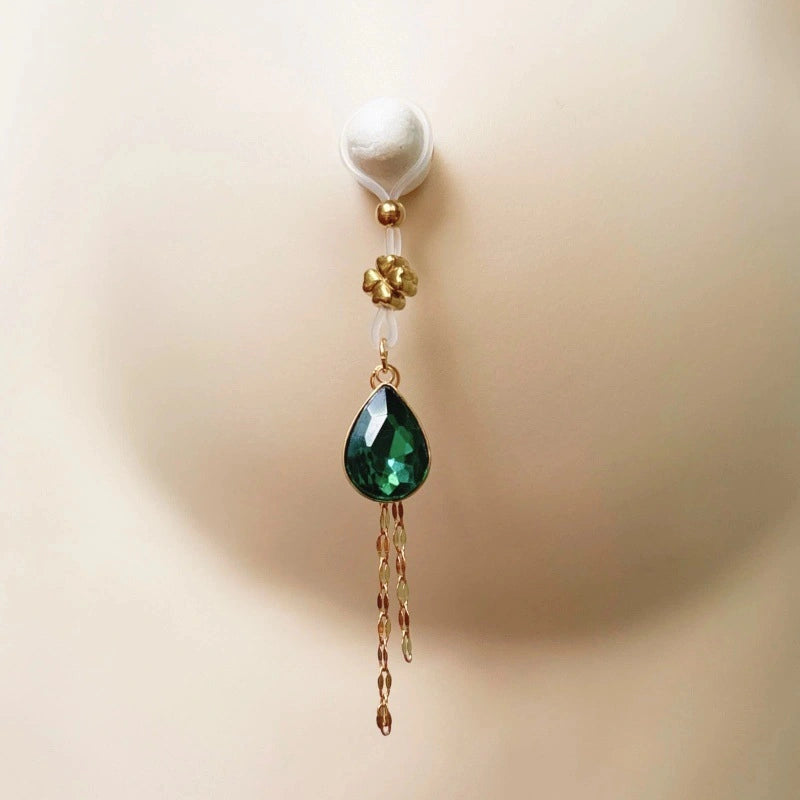 New Fashion Fake Nipple Rings | Chain Teardrop Dangle Four-Leaf Clover Sexy Nipple Jewelry