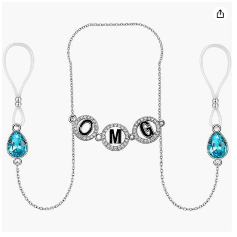 New OMG Letter Nipple Chain Ring | Women's Non-Piercing Body Ring Clip Fake Nipple Rings | Body Piercing Look Chest Jewelry