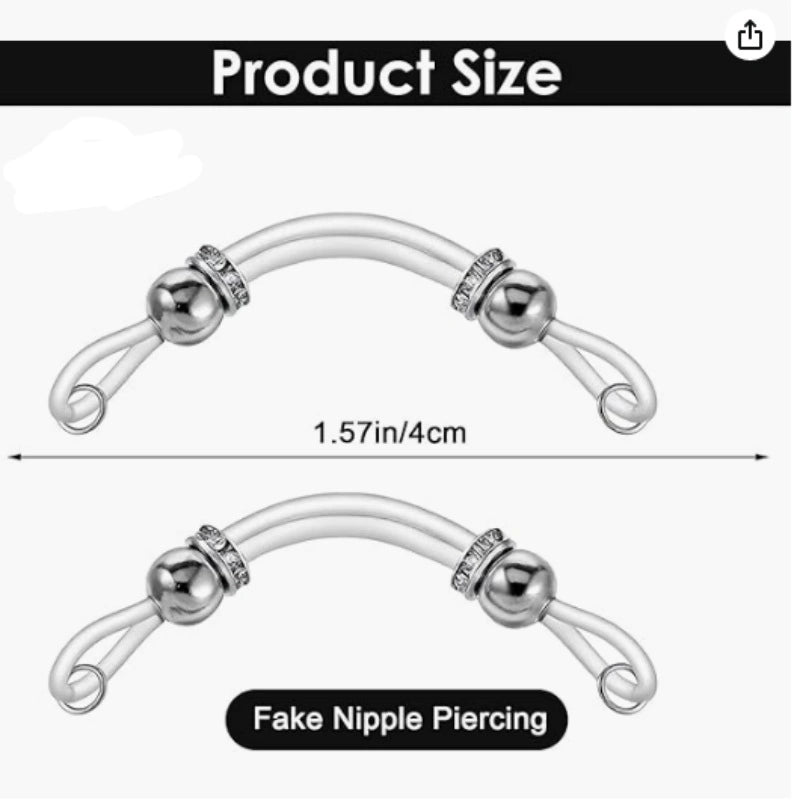 New UV Soft Bar Fake Nipple Rings | Stainless Steel Round Bead Non-Piercing Nipple Clip for Women