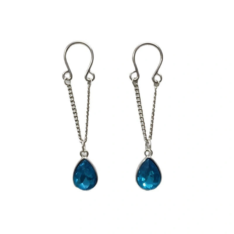 Stainless Steel Fake Nipple Ring Set | Teardrop CZ Dangle Bell | Non-Piercing Body Jewelry