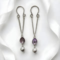 Stainless Steel Fake Nipple Ring Set | Teardrop CZ Dangle Bell | Non-Piercing Body Jewelry