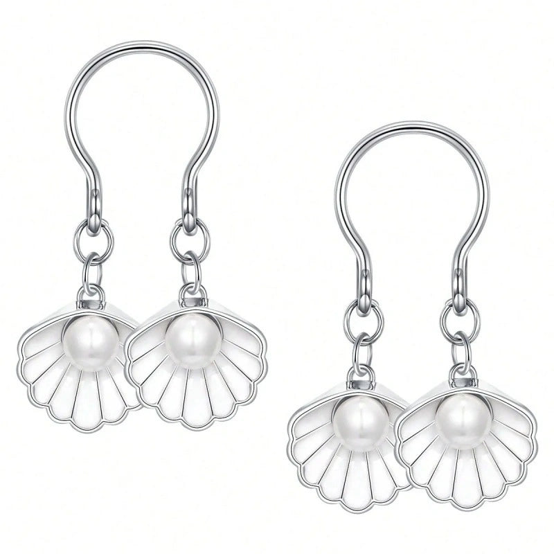 Stainless Steel U-Shape Fake Nipple Rings | Star Cross Dangle Non-Piercing Nipple Jewelry