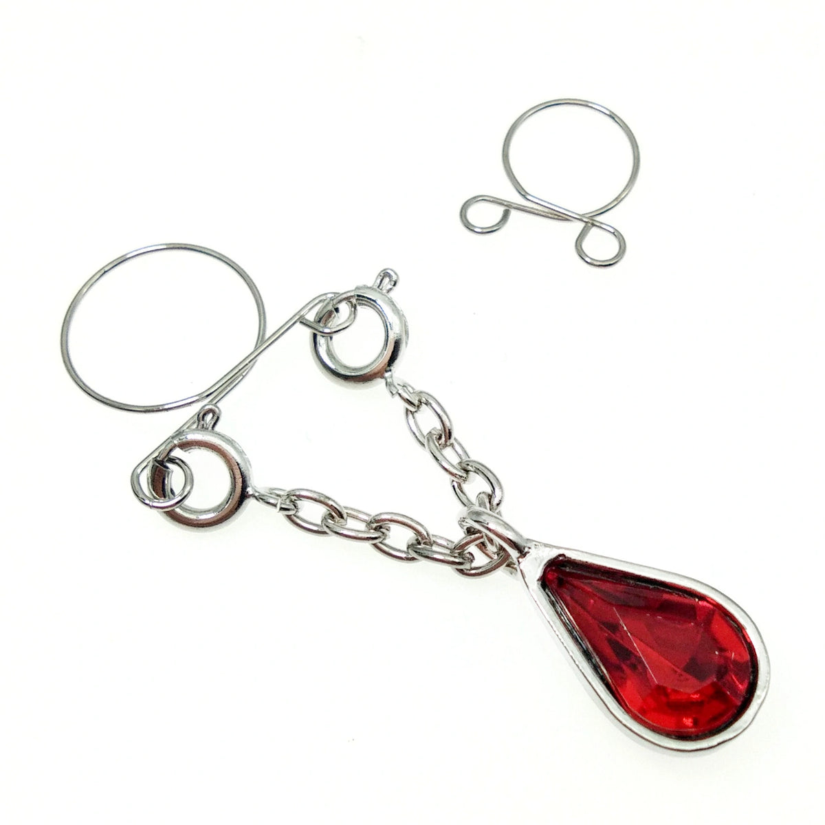 Crystal Fake Nipple Rings – Non-Piercing Adjustable Nipple Jewelry with Dangle Chain